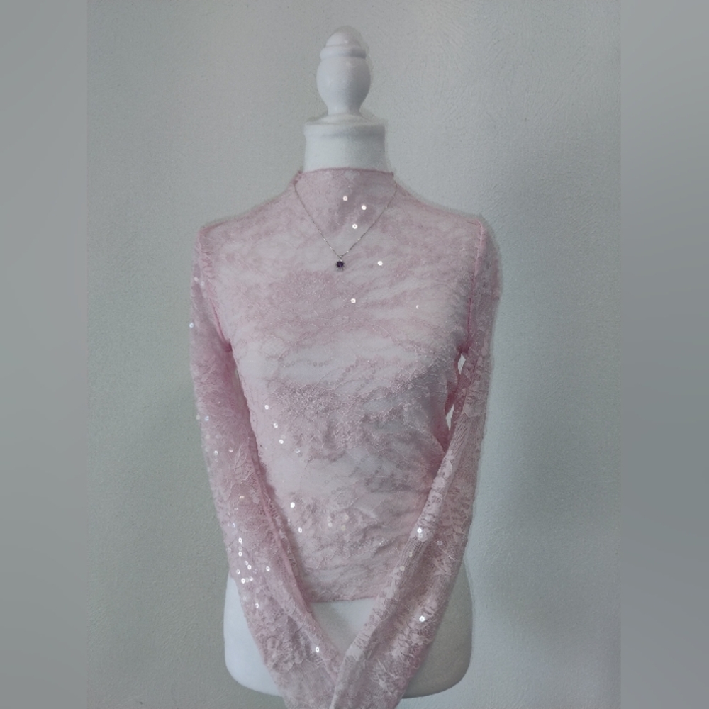 Wild Fable Pink Sequin Long Sleeve Blouse
